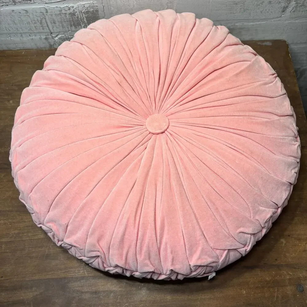 Pink Round Velvet Throw Pillow